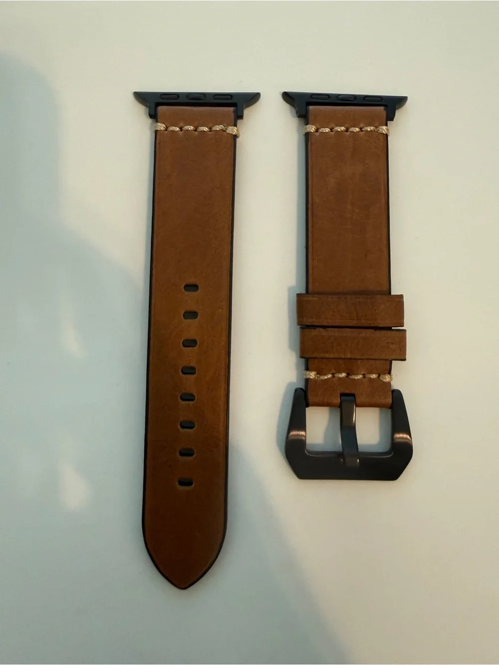 Brand New Replacement Black and Brown Leather Apple Watch Bands Set of 2